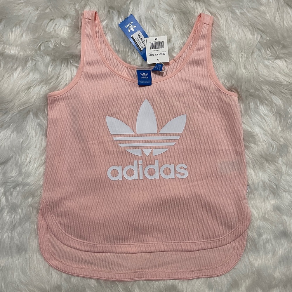 Adidas Women’s Blush Pink Loose Crop Logo Tank